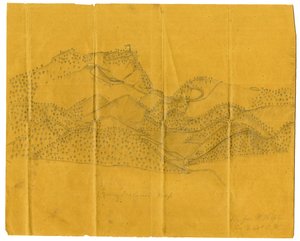 Illustrazione a matita del Cumberland Gap da John W. Hopte