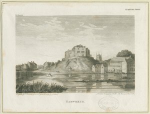 Castello di Tamworth: incisione da John Walker