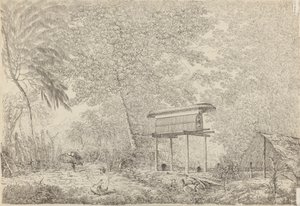 Un Toopapapoo di un capo, con un sacerdote che fa la sua offerta al Morai, a Huoheine da John Webber