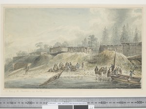 Veduta delle abitazioni a Nootka Sound, c.1773-84 da John Webber