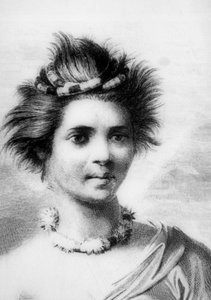 Donna hawaiana che indossa una ghirlanda di piume da John Webber