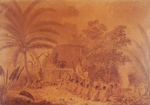 Offerte al Capitano James Cook, incisione di John Webber, Polinesia XVIII secolo da John Webber