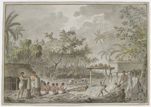 Sacrificio umano al grande morai ad Attahouroo, Tahiti, osservato dal Capitano Cook il 1 settembre 1777 da John Webber