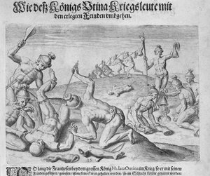 Cannibalismo, inciso da Theodor de Bry (1528-98)