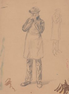 Caricatura di se stesso e di E. A. Abbey (recto); Due studi di un uomo in piedi (verso)