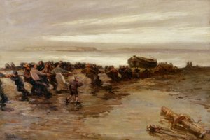 Traino della scialuppa di salvataggio, Holy Island da John William Gilroy
