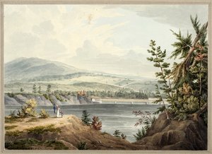 Ponte sul fiume Hudson vicino a Waterford, New York, 1832 da John William Hill