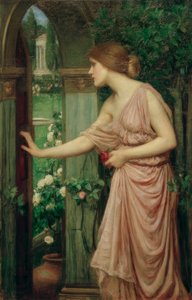 Psiche apre la porta nel giardino di Cupido da John William Waterhouse