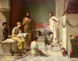 La visita di un bambino malato al Tempio di Esculapio, 1877 da John William Waterhouse