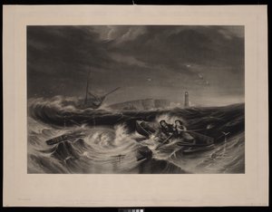 Darling e sua figlia, Grace, verso il relitto del Forfarshire. Custode del Faro di Longstone nelle Isole Farne (incisione) da John Wilson (after) Carmichael