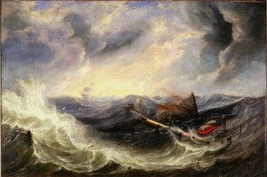 Paesaggio marino con relitti