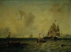 Navi in una leggera brezza al largo di Whitby da John Wilson Carmichael