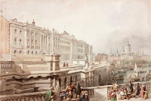 Somerset House e St. Paul dal ponte di Waterloo da John Wilson Carmichael