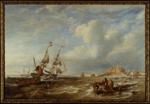 Il brigantino da 78 tonnellate "The Advocate" al largo di St. Helier, Jersey, 1749 da John Wilson Carmichael