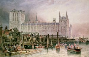 Le case del Parlamento in costruzione da John Wilson Carmichael
