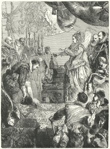 Sir Francis Drake riceve il titolo di cavaliere dalla Regina Elisabetta I, 1581 da John after Gilbert