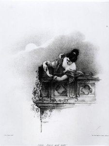 Fanny Kemble (1809-93) come Giulietta, Dolce Buonanotte, inciso da Richard James Lane (1800-72) da John after Hayter