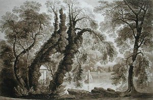Veduta della Fontana del Tempio dal lato opposto, Sezincote, inciso da Frederick Christian Lewis Snr. (1779-1856), c.1817-18 da John after Martin
