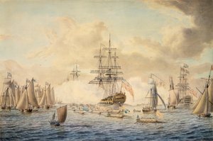 Giorgio III che rivede la flotta a Spithead, 22 giugno 1773, raffigurante HMS 