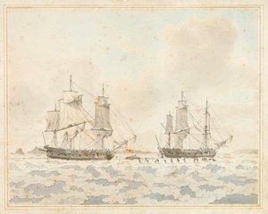 Le navi britanniche Racehorse e Carcass, intrappolate nel ghiaccio durante una spedizione artica, 31 luglio