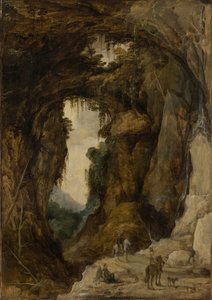 Paesaggio con grotta e cavaliere da Joos de Momper the younger