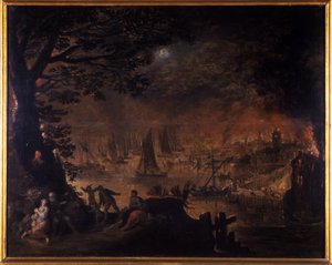 Città in Fiamme sul Mare da Joos or Josse de Momper