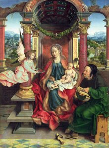 La Sacra Famiglia, pannello centrale di un trittico