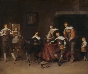 Un artista che dipinge il ritratto di un giovane signore ad Anversa da Joos van Craesbeeck