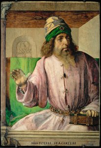 Aristotele, filosofo greco Da una serie di 28 ritratti, dipinti intorno al 1475 per lo studiolo di Federigo da Montefeltre ...