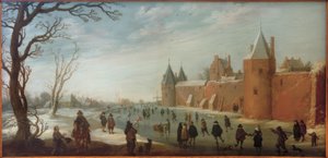 Pattinatori nel fossato cittadino da Joost Cornelisz. Droochsloot