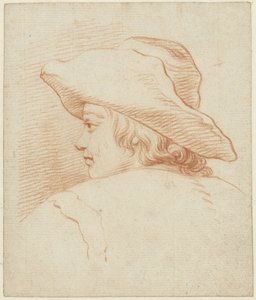 Testa di un ragazzo con un grande cappello da Jordanus Hoorn