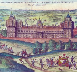 Arrivo della Regina Elisabetta I al Palazzo di Nonsuch, 1598 (dettaglio) da Joris Hoefnagel