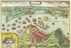 Elsinore, Danimarca, da Civitates Orbis Terrarum di Georg Braun e Frans Hogenburg, c.1572 da Joris Hoefnagel