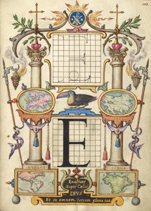 Guida alla costruzione della lettera E da Joris Hoefnagel