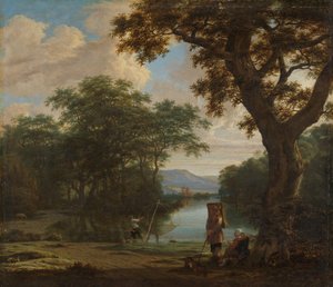 Paesaggio con pescatore con una rete quadrata da Joris van der Haagen