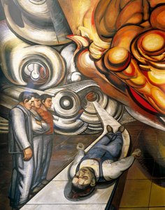 Mondo operaio, vittima del capitalismo, Hospital de la Raza, dettaglio del soffitto dell
