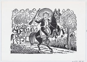 Un soldato rivoluzionario a cavallo con un fucile Heraclio Bernal da José Guadalupe Posada