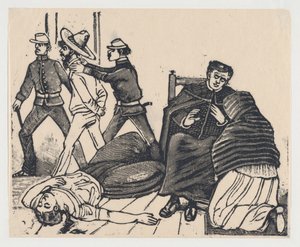 Il doppio omicidio a Puente de los Gallos, ca. 1905-1910 da José Guadalupe Posada