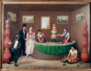 Venditori di horchata di chufa (orxata de xufa o orxata de xufla) bevanda della regione di Valencia, Spagna da Jose Agustin Arrieta