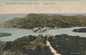 Clarence House e cantiere navale, English Harbour. Antigua, B.W.I., inizio XX secolo da Jose Anjo