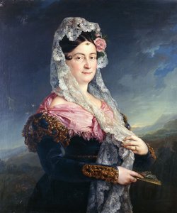 Ritratto di Dona Maria de los Dolores Gomez de las Casas e Ibarrondo, la Prima Marchesa di Ulagares, a tre quarti di lunghezza da Jose Camaron