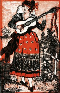 Copertina di una raccolta di canzoni che rappresenta una messicana con una chitarra da José Guadalupe Posada