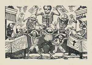 Revoltijo de calaveras de muchachos papeleros
