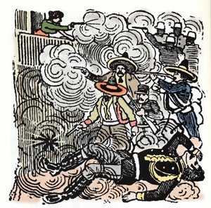 La Rivoluzione Messicana: assalto alla casa di Aquiles Serdan. Xilografia di Jose Guadalupe Posada