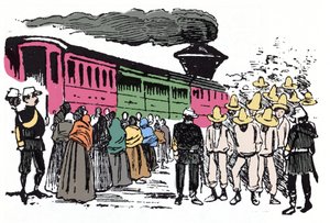 La Rivoluzione Messicana (1910-1920): deportazione dei lavoratori nella Valle Nacional, circa 1908 - Xilografia di Jose Guadalupe Posada (1852-1913)