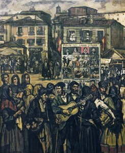GUTIERREZ SOLANA, Jose (1886-1945). Il cartello del crimine (Il musicista cieco). ca. 1920. Collezione privata