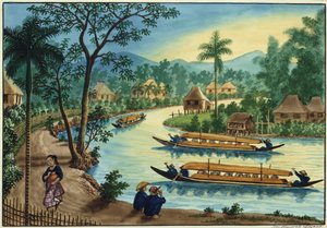 Manila e i suoi dintorni: Vista vicino alla città di Taguig sul fiume Pasig da Jose Honorato Lozano