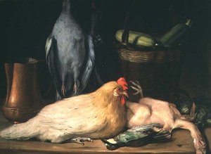 Natura morta con gallina da Jose Lopez Enguidanos