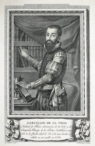 MAEA, José (1760-1826). Ritratto di Garcilaso de la Vega. 1791. Disegno di José Maea inciso a bulino da Bartolomeo Vazquez. Acquaforte