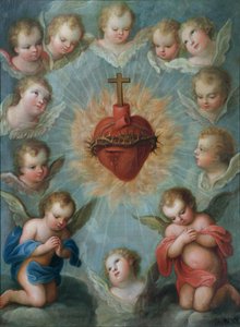 Sacro Cuore di Gesù circondato da angeli, c.1775 da Jose de or Joseph Paez